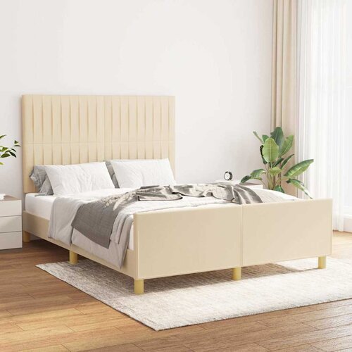  Okvir za krevet bez madraca krem 140 x 190 cm od tkanine Cijene