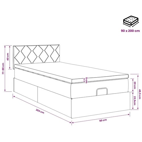  Podesivi krevet s madracem Krem 90 x 200 cm Tkanina - Krem 90 x 200 cm Dizajn s rombovima Slike