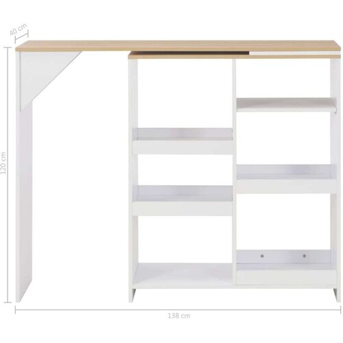 VidaXL barski stol s pomičnom policom bijeli 138 x 39 x 110 cm Slike