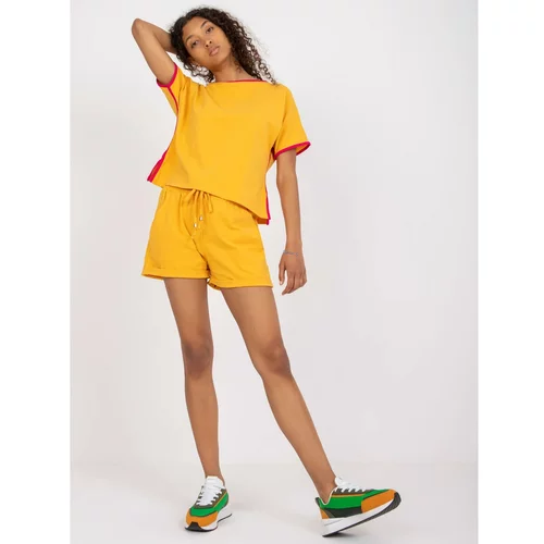 Fashion Hunters Yellow and pink two-piece basic set made of RUE PARIS cotton