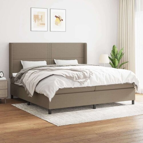 VidaXL Krevet s oprugama i madracem smeđesivi 200x200 cm od tkanine Slike