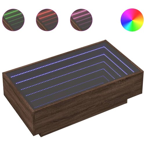 Maison Chic Klubska mizica - kavna mizica - Nizka mizica LED rjavi hrast 90x50x30 cm inženirski les, (21754767) Cene