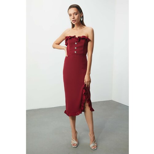 Trendyol Ženska haljina Accessory Detailed bela | tamnocrvena Slike