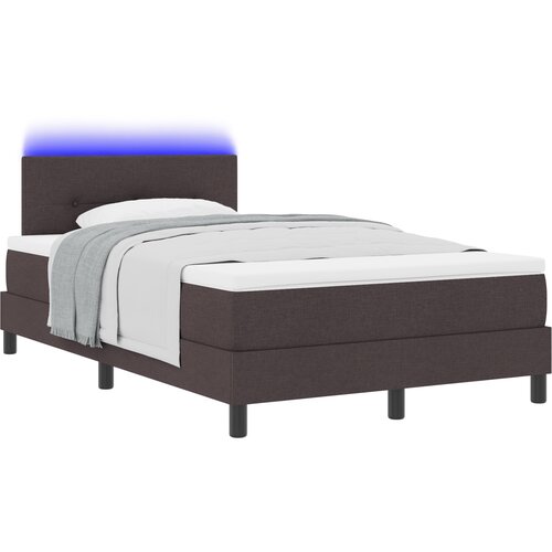 VidaXL Postelja z vzmetnico in LED temno rjava 120x200 cm tkanina, (22067060) Slike