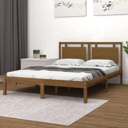  Posteljni okvir medeno rjav iz trdnega lesa 200x200 cm, (20646032) Slike