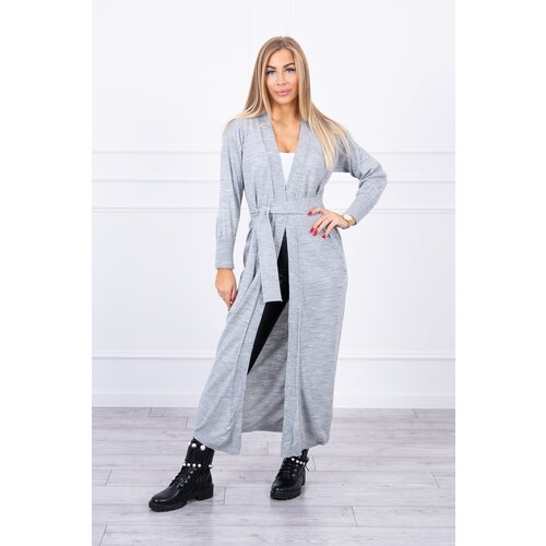 Kesi Long sweater with waist tie gray color Slike