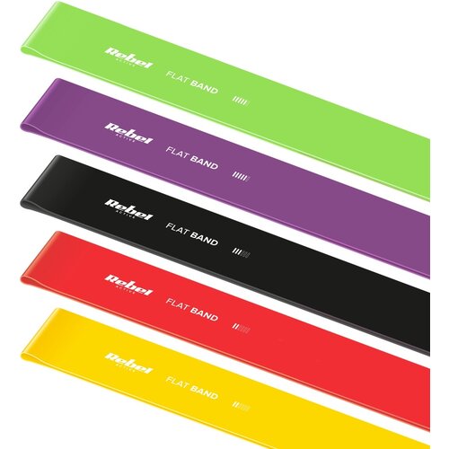 Rebel ACTIVE Set lateks traka za vežbanje Flat Band LTs-1, otpor 2,5-20 kg, 5 traka u setu, model RBA-3005 Slike