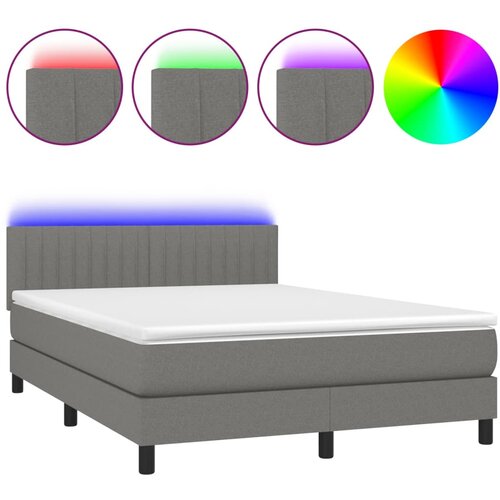Maison Chic Box spring postelja - Vzmetna postelja z vzmetnico LED temno siva 140x190 cm blago SL2575, (21903940) Cene