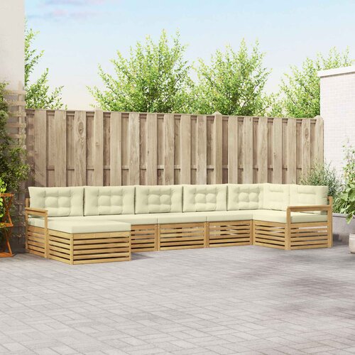  Set vanjskih sofa 7 kom. Bijela i krem Smeđa 406 x 168,5 x 73 cm Cene