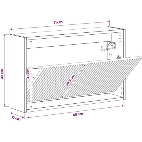  Ormar za cipele na zidu ARNHEM 71 x 17 x 43 cm Siva Sonoma - Siva Sonoma Slike