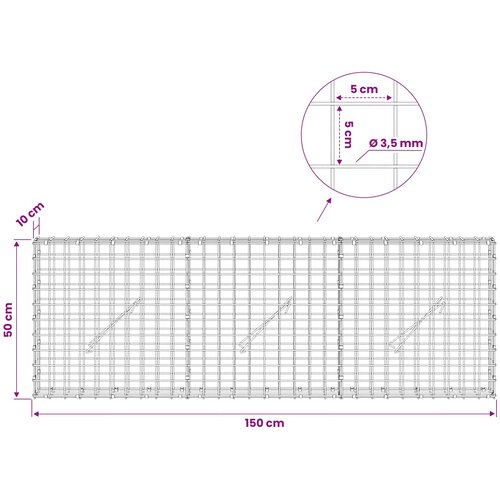  Gabion s žicom debljine 3,5 mm i mrežom 5x5 cm 150x10x50 cm Slike