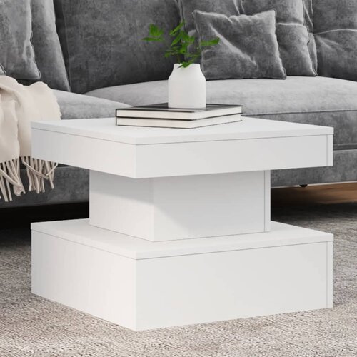 vidaXL Klubska mizica z LED lučkami bela 50x50x40 cm Cene