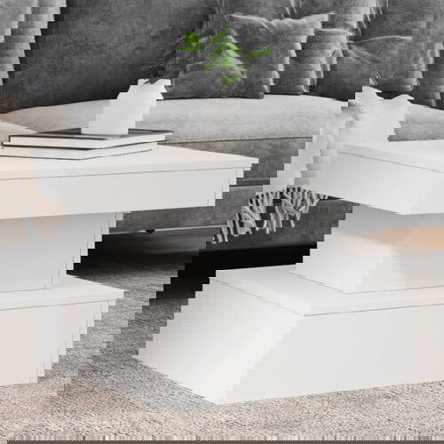 vidaXL Stolić za kavu s LED svjetlima bijeli 50 x 50 x 40 cm Cijene