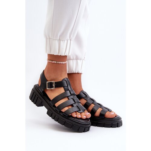 Boto FD1 Women's Black Roman Sandals Rosarose Cene