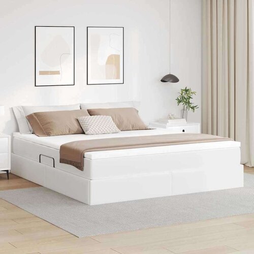 vidaXL Krevet s madracem i skladi&scaron;tem Bijelo 160 x 200 cm Lažna koža Cijene