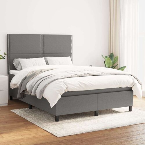  Box spring posteljni z vzmetnico temno siv 140x190 cm blago, (20738653) Slike