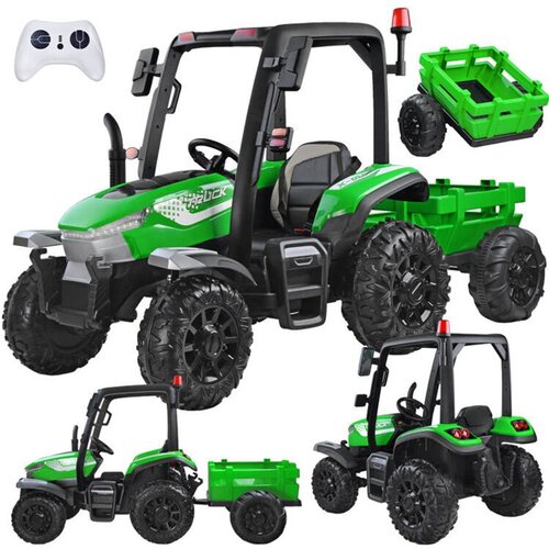 Veliki AKU traktor 4x4 s prikolicom zeleni Slike