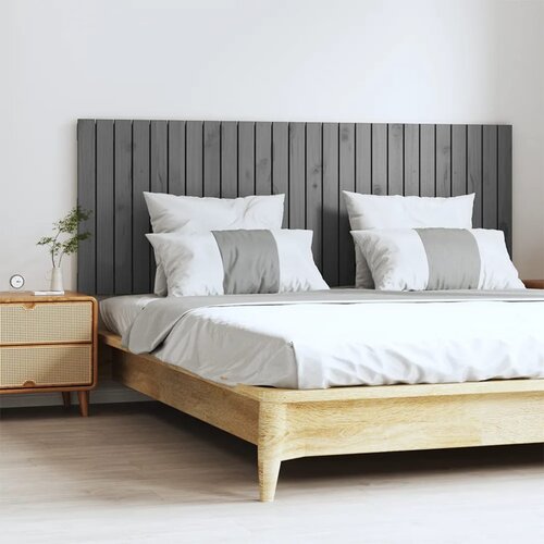 VidaXL Stensko posteljno vzglavje sivo 166x3x60 cm trdna borovina Slike
