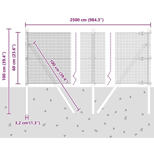 vidaXL Galvanizirana Žičnata Ograja s 13 Stebri 0.6x25 m Cene