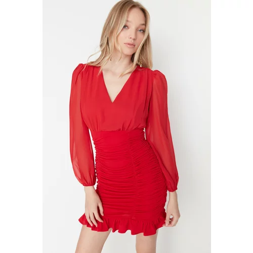 Trendyol Red Gippie Bodycone Dress