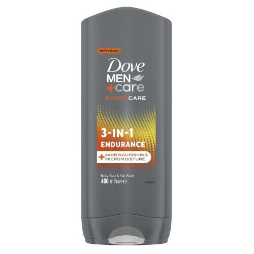 Dove Men + Care Sport Care Endurance hidratantni gel za tu&amp;scaron;iranje za tijelo, lice i kosu nakon sporta 400 ml za mo&amp;scaron;ke Slike