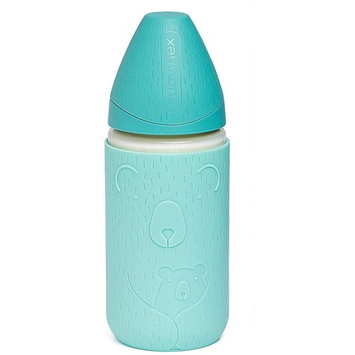 Suavinex Fla&scaron;ica Staklena 240Ml 3P S + Sil. Navlaka Svetlo Plava Cene