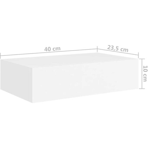 VidaXL Zidna polica s ladicom bijela 40 x 23,5 x 10 cm MDF Slike