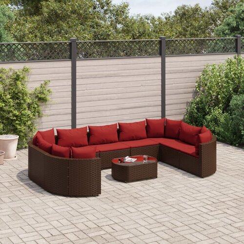 vidaXL 10-dijelni set vrtnih sofa od poliratana s jastucima smeđi Cijene