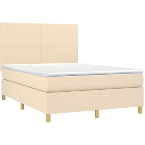  Krevet box spring s madracem LED krem 140x190 cm od tkanine Slike