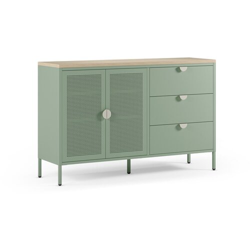 Marckeric Mentolno zelena/v naravni barvi kovinska komoda 140x90x40 cm Sayla &amp;ndash; Slike