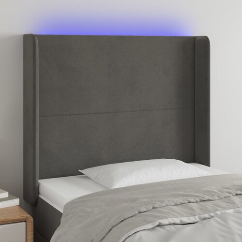 vidaXL LED posteljno vzglavje temno sivo 83x16x118/128 cm žamet Cene