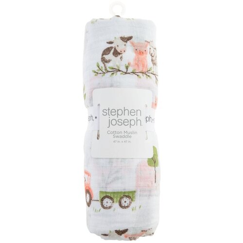 Stephen Joseph tetra plenica 119x119 cm muslin kmetija pink Cene