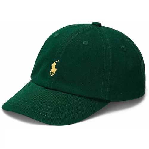 Polo Ralph Lauren Otroška bombažna bejzbolska kapa zelena barva