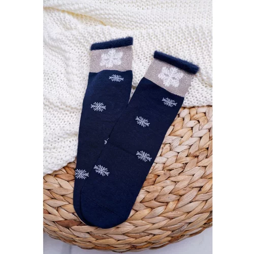 Kesi Women's Socks Long with Snowballs Navy Blue