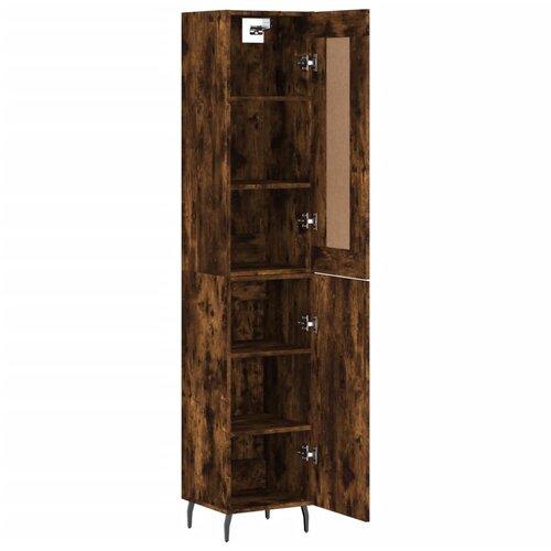  Visoka komoda dimljeni hrast 34,5x34x180cm konstruiranog drva Smeđa Slike