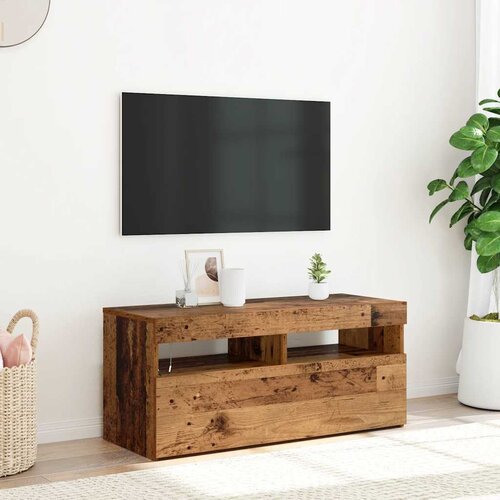 TV ormarić LED boja staro drvo 90x35x40 cm konstruirano drvo Slike