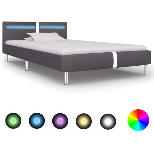  Za krevet od umjetne kože s LED svjetlom sivi 90 x 200 cm Slike