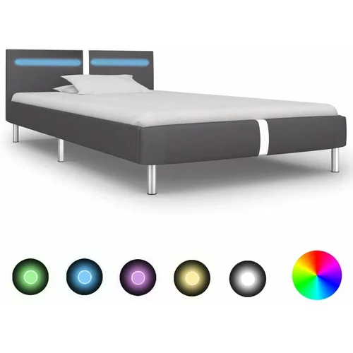  za krevet od umjetne kože s LED svjetlom sivi 90 x 200 cm