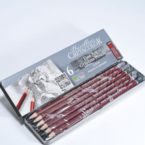  Grafitne olovke Cretacolor CLEOS Fine Art, 6 tvrdoća u limenoj kutiji (2H, HB, 2B, 4B, 6B, 8B),, Cene