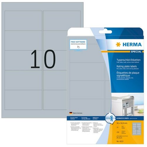 Herma etikete 96,0x50,8 A4/10 1/25 aluminium look ( 02H4223 ) Slike