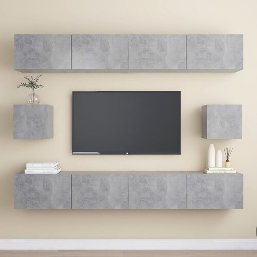 The Living Store Komplet TV omaric 6-delni betonsko siva iverna plošča - Komplet TV Omaric, (21373931) Cene