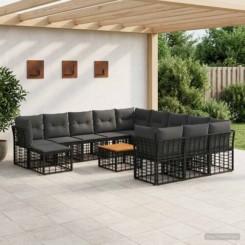  Set vanjskih sofa 13 kom. Crna i tamno siva Poliester Cijene