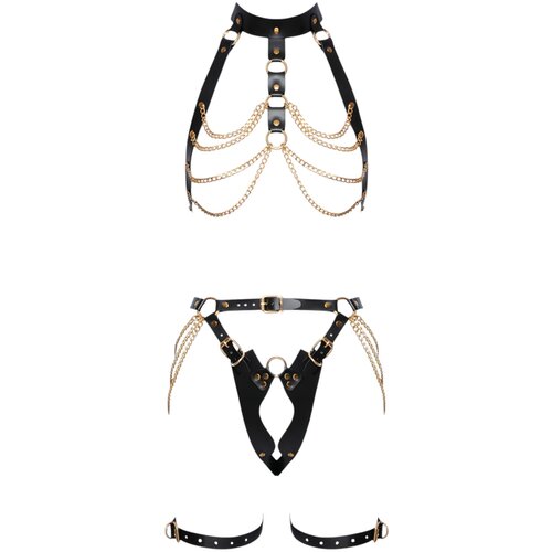 Zado Leather Harness Set 2-piece 2001128 Black S/M Cene