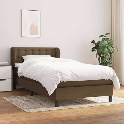 Box spring postelja z vzmetnico temno rjava 90x200 cm blago, (20725066) Slike
