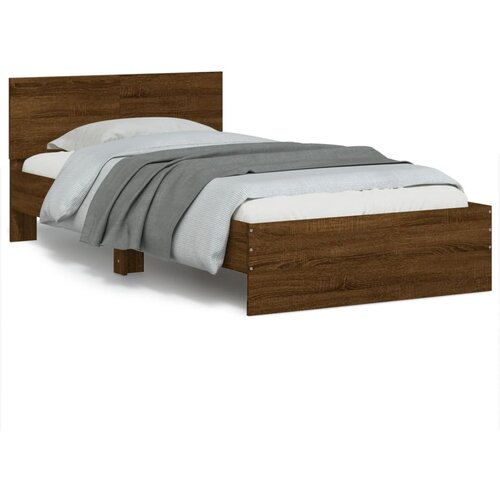 VidaXL Okvir za krevet s uzglavljem smeđa boja hrasta 100x200cm drveni Slike