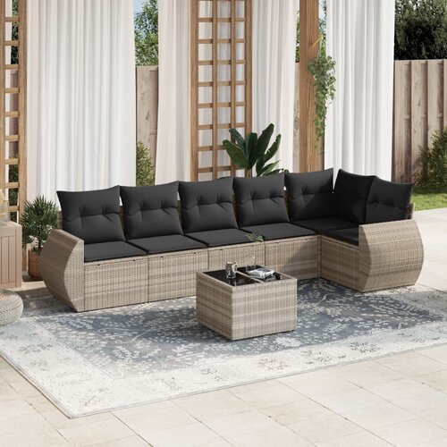 vidaXL 7-dijelni set vrtnih sofa svjetlosivi od poliratana Cijene