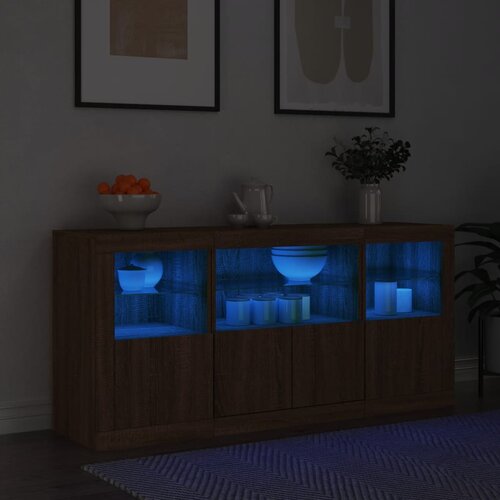VidaXL Komoda s LED svjetlima smeđa boja hrasta 142 5x37x67 cm Slike