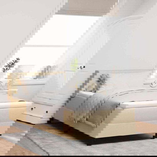  Postelja boxspring z vzmetnico z vzmetnico krema 80 x 200 cm, (5000022729) Cene