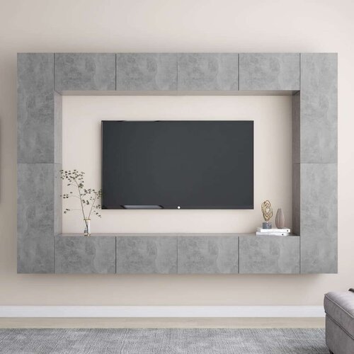 8-dijelni set TV ormarića siva boja betona od iverice Cijene