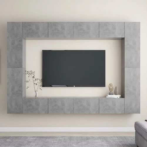  Komplet TV omaric 8-delni betonsko siva iverna plošča, (20912959)